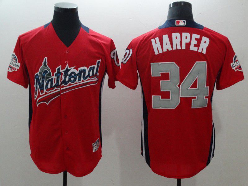 Men Washington Nationals #34 Harper Orange All star MLB Jerseys